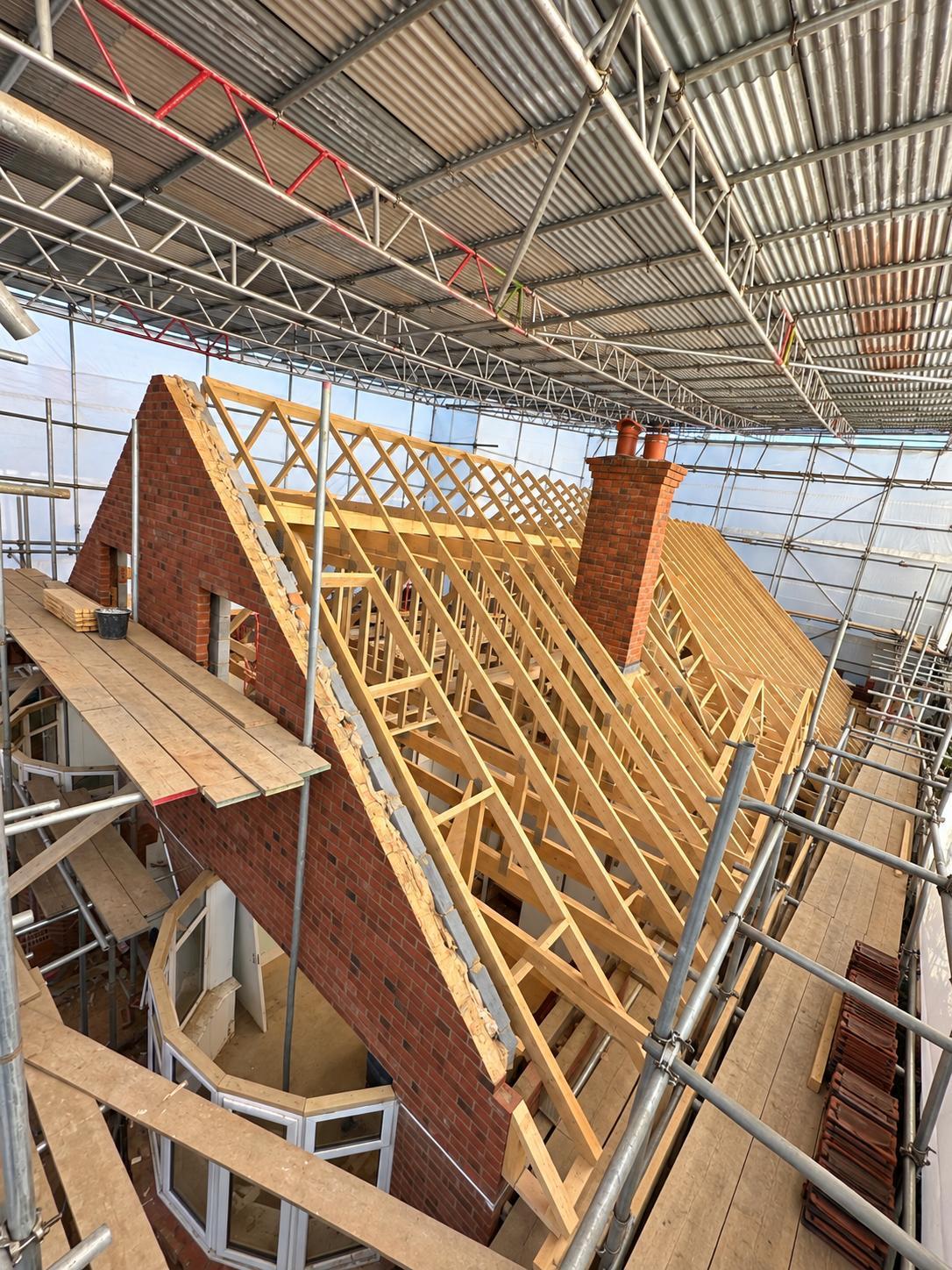 House roof being built