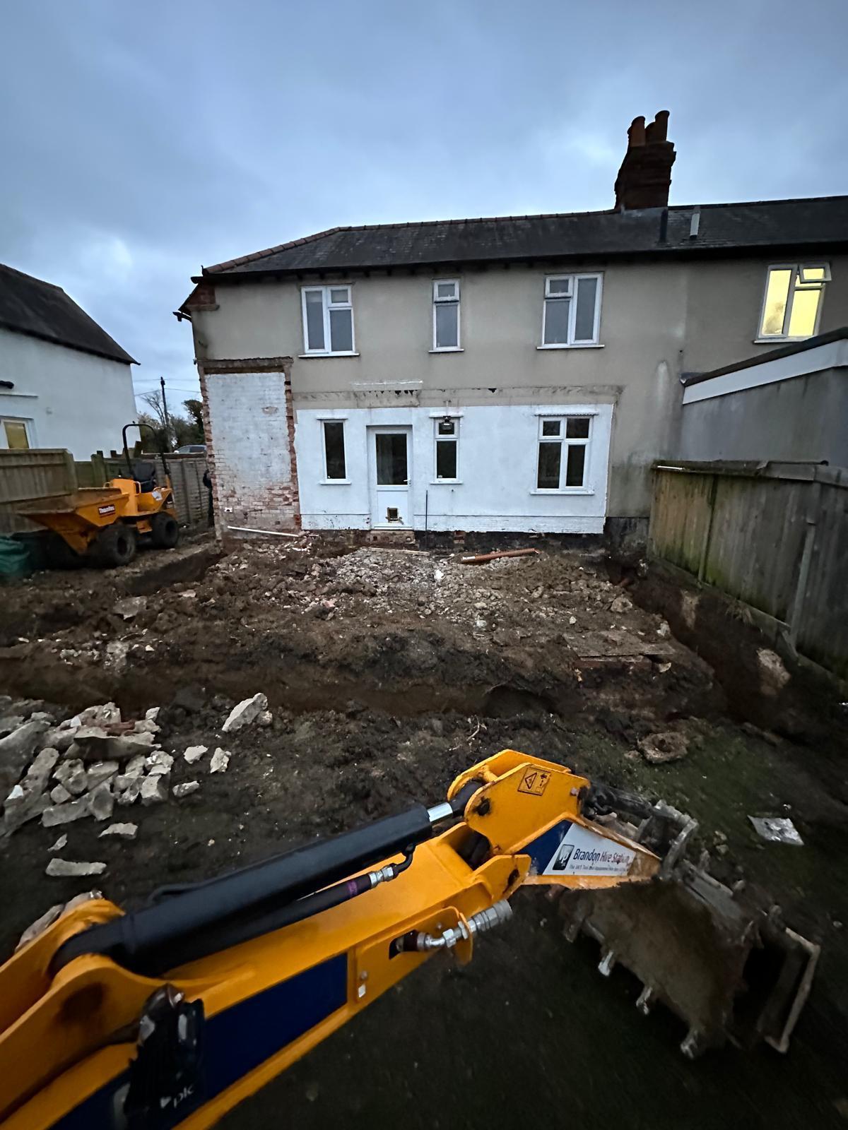 House extension construction early stages